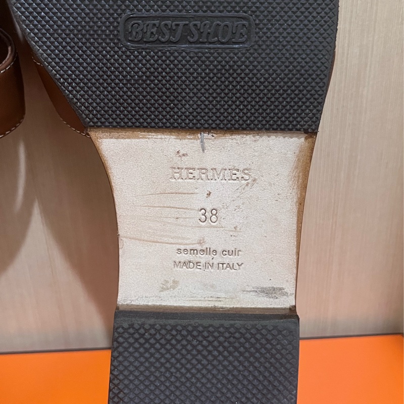 Hermes oran H拖鞋 金棕色38號（已鑑定為真品）-8