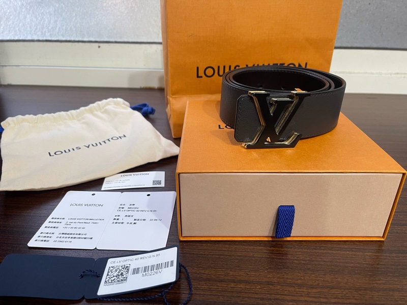 Lv雙面Logo皮帶（臺灣專櫃購入 配件齊全❗️）-0