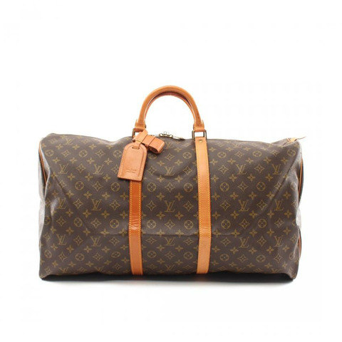 【日本直送】 中古LOUIS VUITTON[B]Keepall60 老花行李包 PVC 真皮 棕色