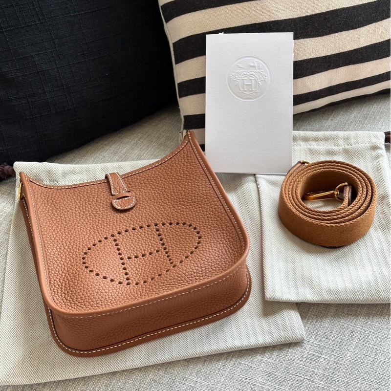 Hermes 愛馬仕 mini Evelyne金棕Gold-3