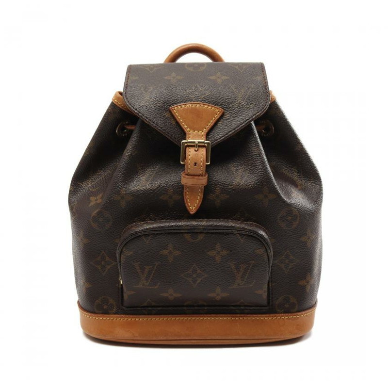   【日本直送】 中古LOUIS VUITTON[B]迷你 Montsouris 老花雙肩包 PVC 真皮 棕色-0
