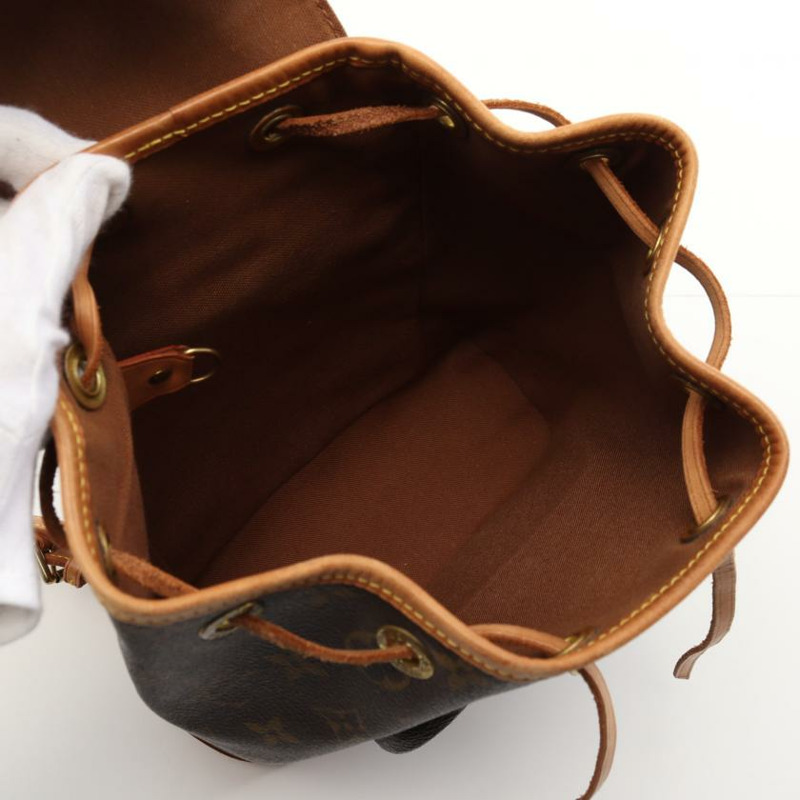   【日本直送】 中古LOUIS VUITTON[B]迷你 Montsouris 老花雙肩包 PVC 真皮 棕色-2