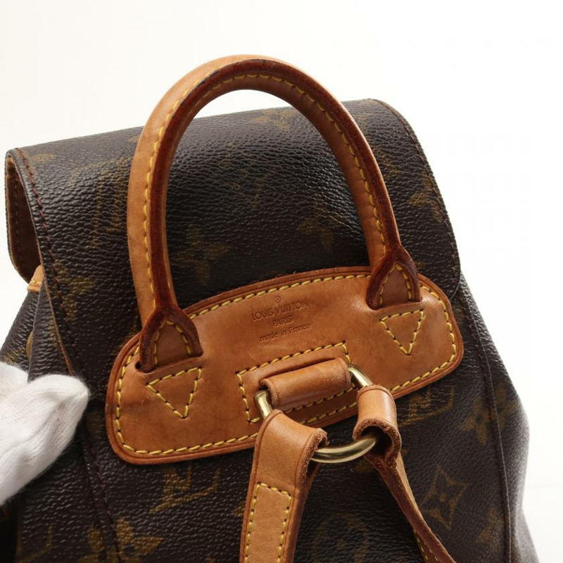  【日本直送】 中古LOUIS VUITTON[B]迷你 Montsouris 老花雙肩包 PVC 真皮 棕色-3