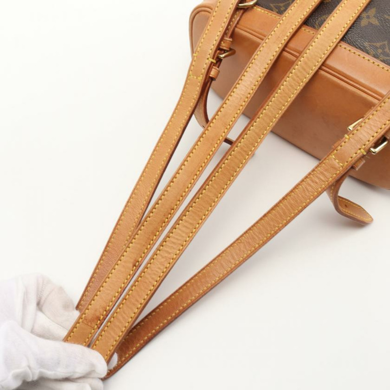   【日本直送】 中古LOUIS VUITTON[B]迷你 Montsouris 老花雙肩包 PVC 真皮 棕色-4