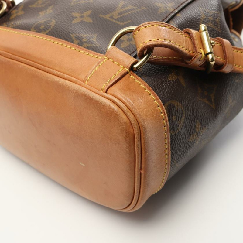   【日本直送】 中古LOUIS VUITTON[B]迷你 Montsouris 老花雙肩包 PVC 真皮 棕色-5