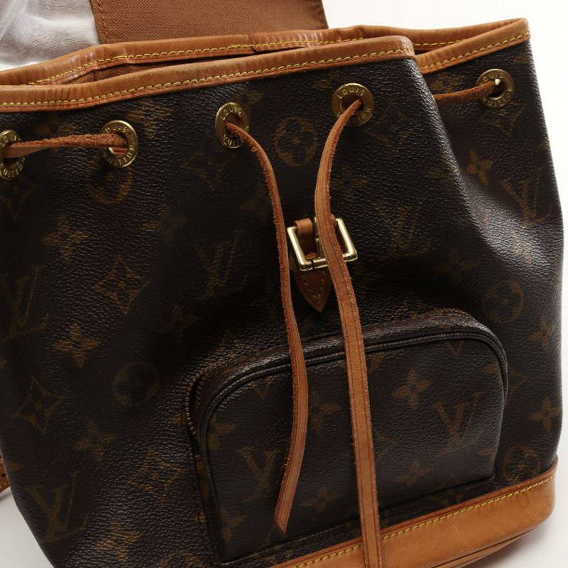   【日本直送】 中古LOUIS VUITTON[B]迷你 Montsouris 老花雙肩包 PVC 真皮 棕色-8