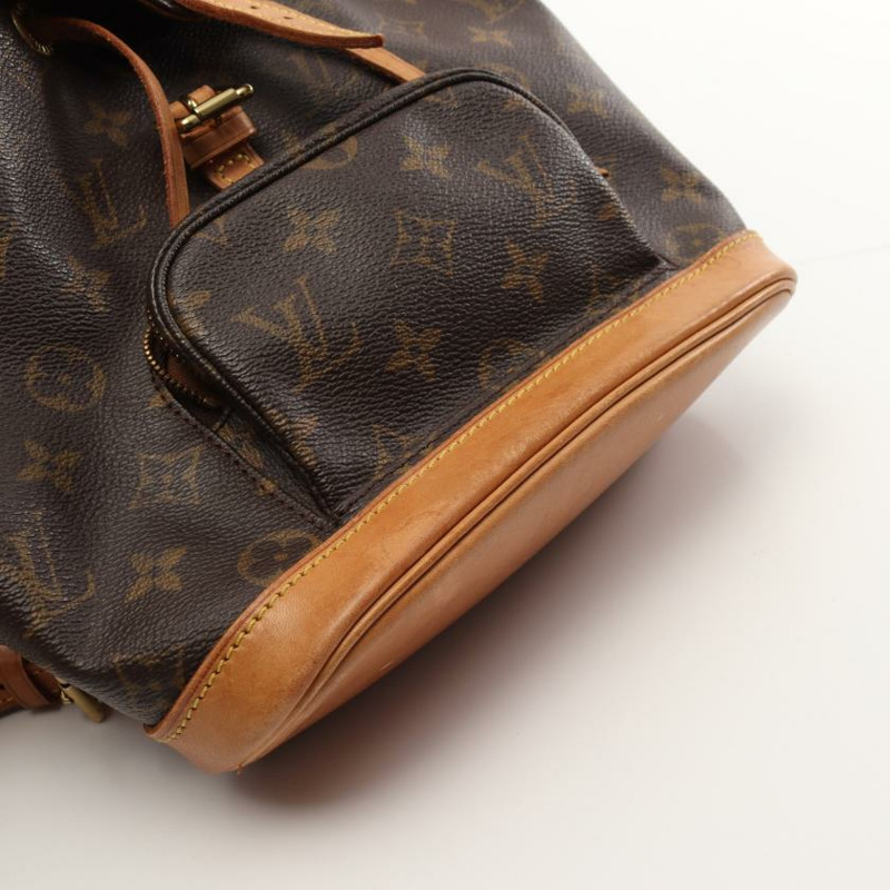   【日本直送】 中古LOUIS VUITTON[B]迷你 Montsouris 老花雙肩包 PVC 真皮 棕色-9