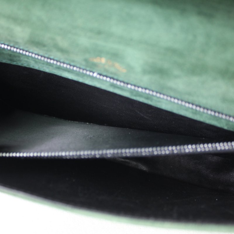 Gucci vintage 60s苔綠色麂皮古董信封包-12