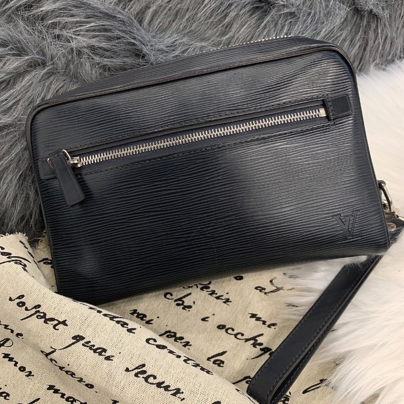 Louis Vuitton LV 藍黑色 EPI水波紋 手拿包/手提包/隨身包-0