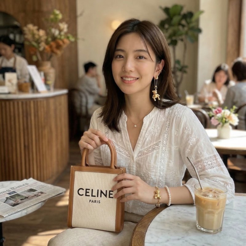 🎉新品好折扣✨Celine Triomphe 193302 凱旋門帆布迷你直式 Cabas包/付長肩帶-1
