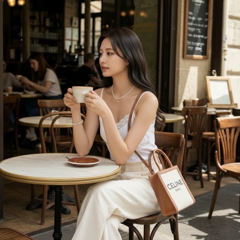 🎉新品好折扣✨Celine Triomphe 193302 凱旋門帆布迷你直式 Cabas包/付長肩帶-2