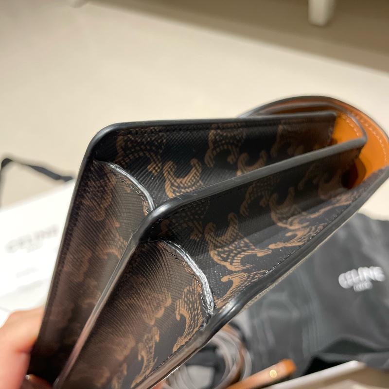 CELINE Triomphe strap woc老花雙翻蓋釦式斜背包 WOC-14