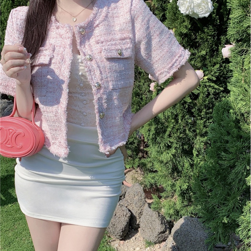 🇯🇵🇯🇵 粉紅色短版小香風外套-10