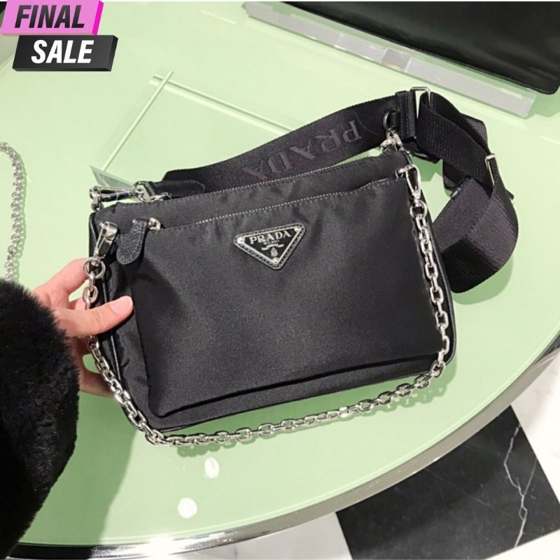 Prada Re-Edition 1BH168 倒三角標可拆卸兩層多功能尼龍相機包【促銷品】-0