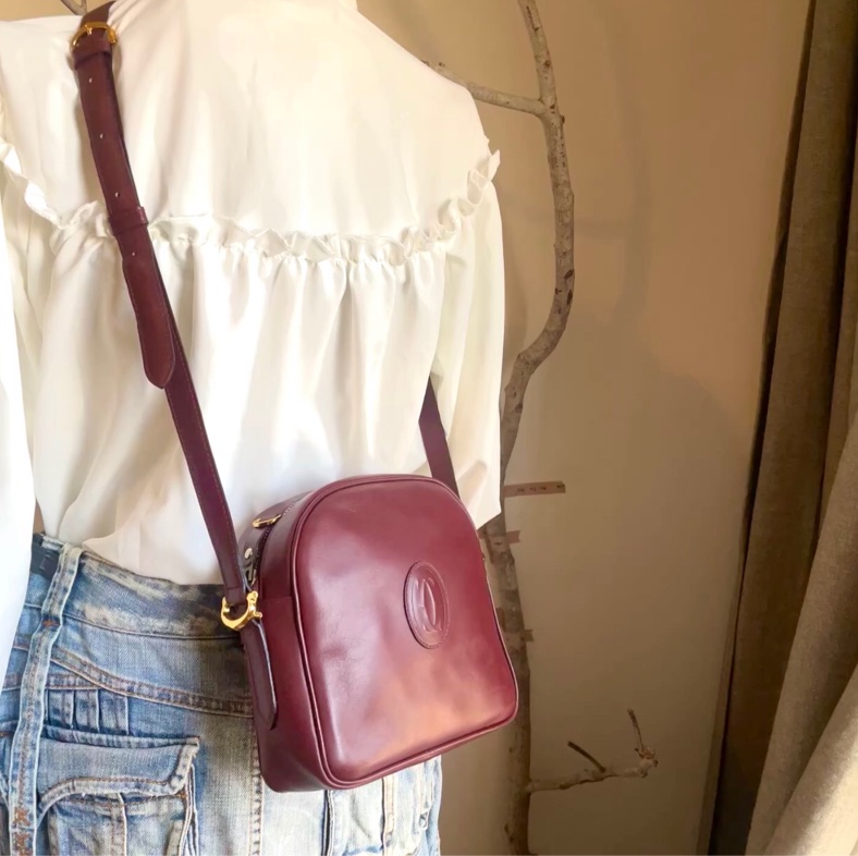 Cartier🌹19cm小方胖/豆腐包/相機包/側背斜背小包🌹正品🌹況好🌹vintage🌹不廢小廢包-40