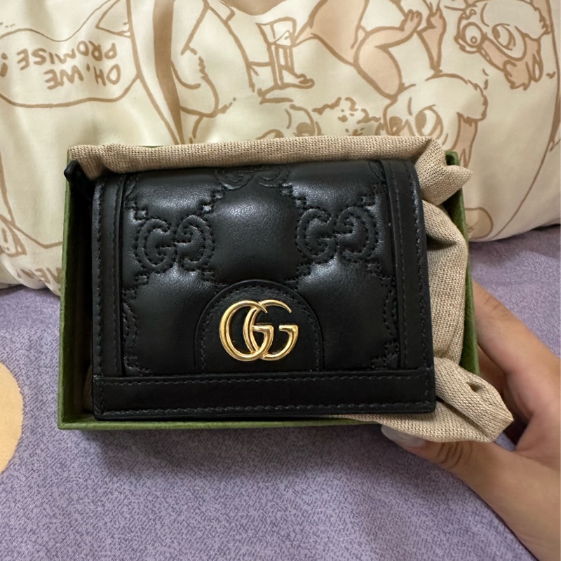Gucci GG MATELASSÉ卡包-黑色皮革/錢包/9成新-1