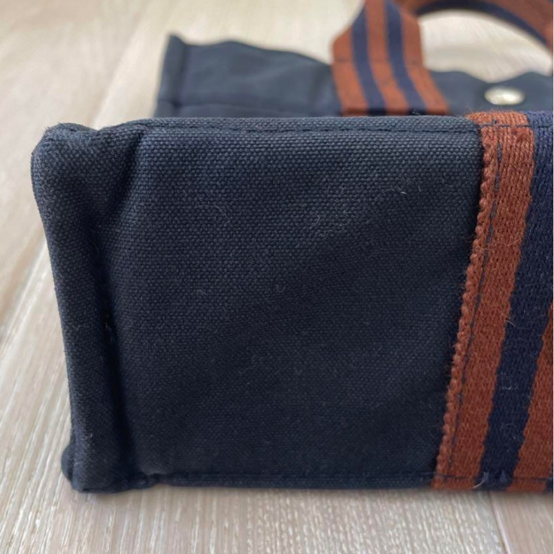 2手HERMES30cm黑藍布質萬用公事包-2