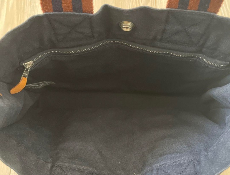 2手HERMES30cm黑藍布質萬用公事包-4
