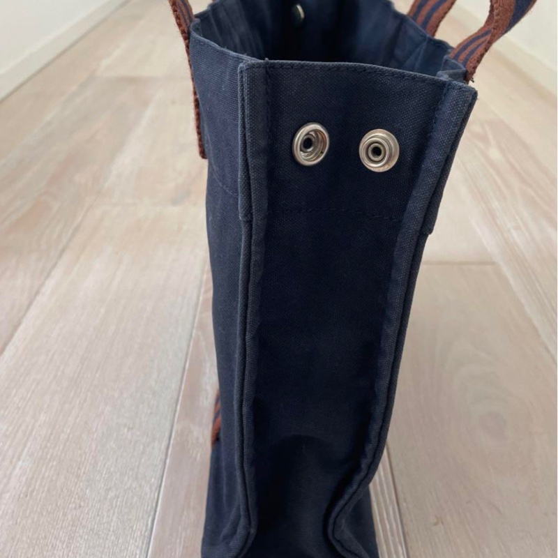 2手HERMES30cm黑藍布質萬用公事包-15
