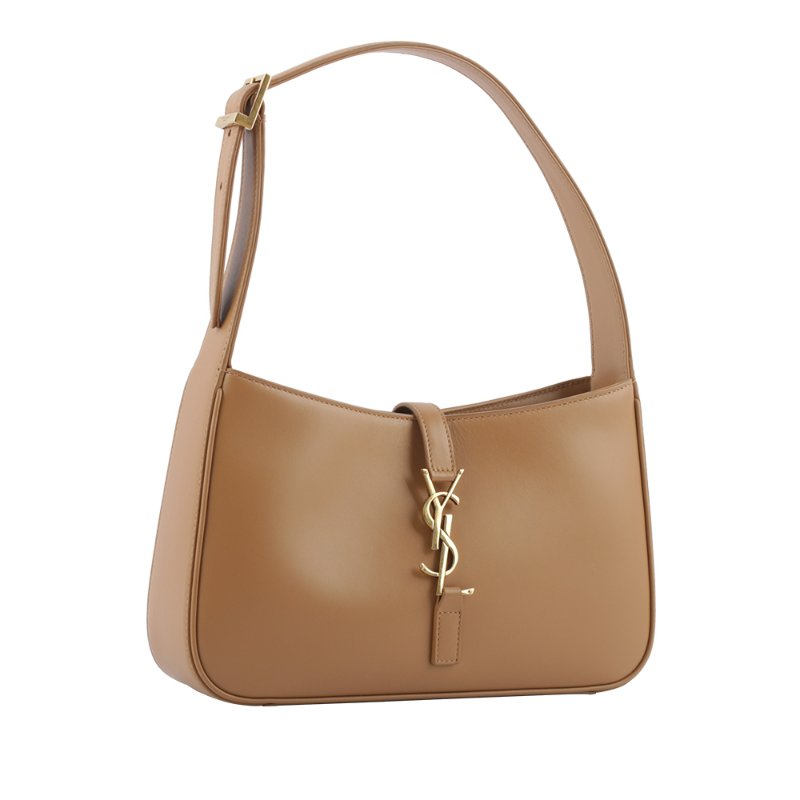 YSL LE 5 A 7 光滑小牛皮肩背Hobo包(駝色)-1