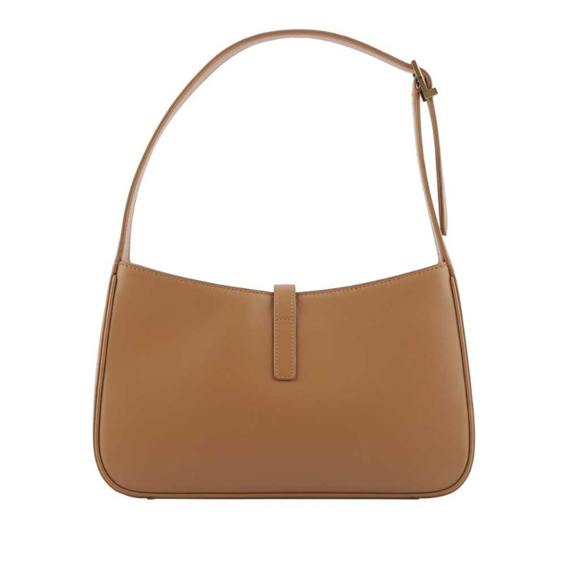 YSL LE 5 A 7 光滑小牛皮肩背Hobo包(駝色)-2