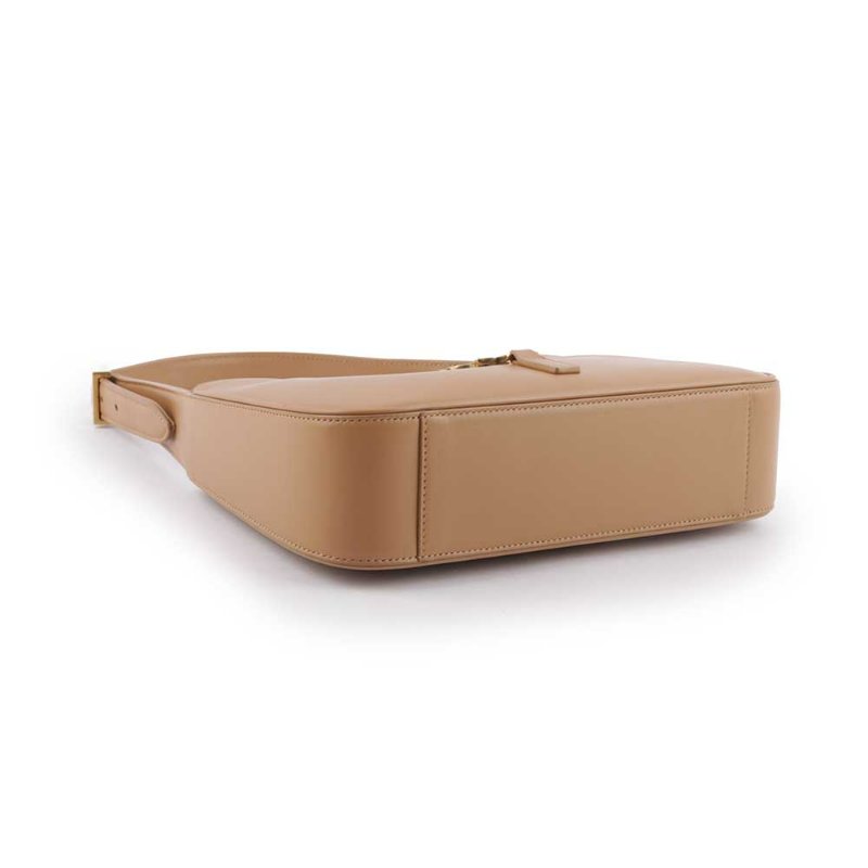 YSL LE 5 A 7 光滑小牛皮肩背Hobo包(駝色)-3