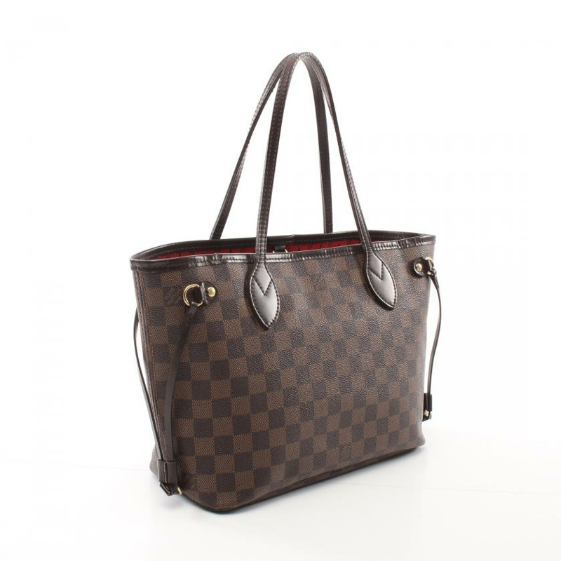 ★限時激安價SALE!!★  【日本直送】 中古LOUIS VUITTON[B]Neverfull PM 棋盤格 手包 托特包 PVC 皮革 棕色-1
