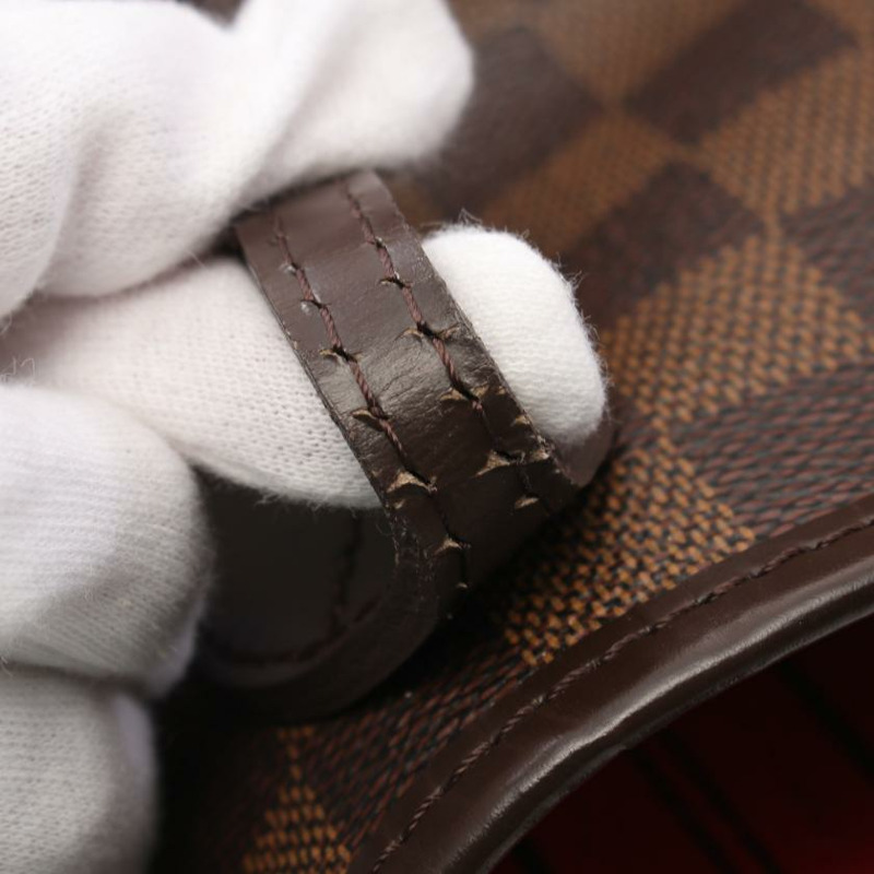 ★限時激安價SALE!!★  【日本直送】 中古LOUIS VUITTON[B]Neverfull PM 棋盤格 手包 托特包 PVC 皮革 棕色-4