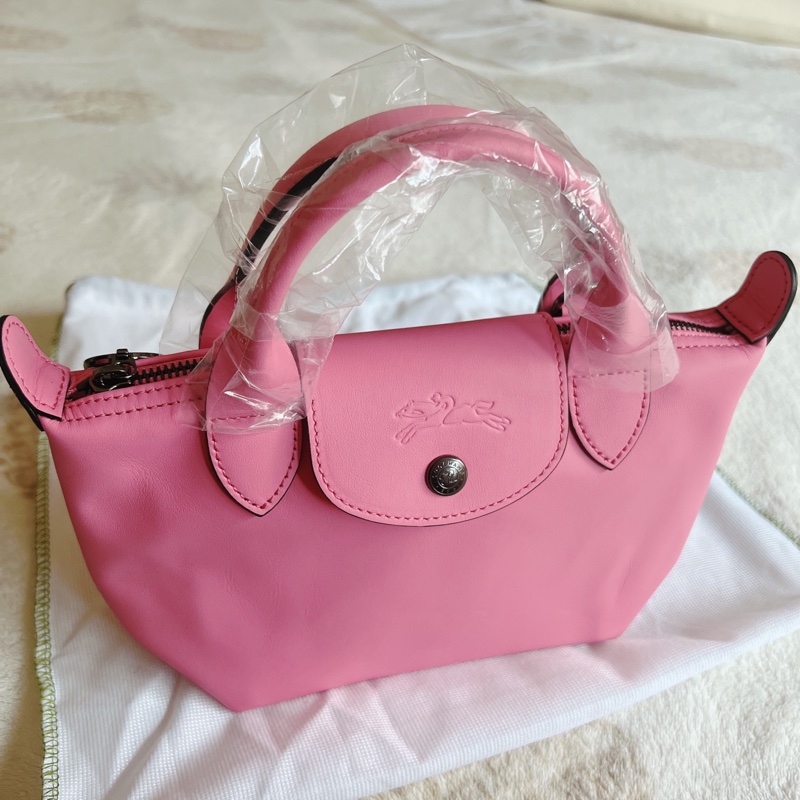 Longchamp Le Pliage Xtra XS 牛皮 粉紅 水餃包 芭比粉 草莓粉-5