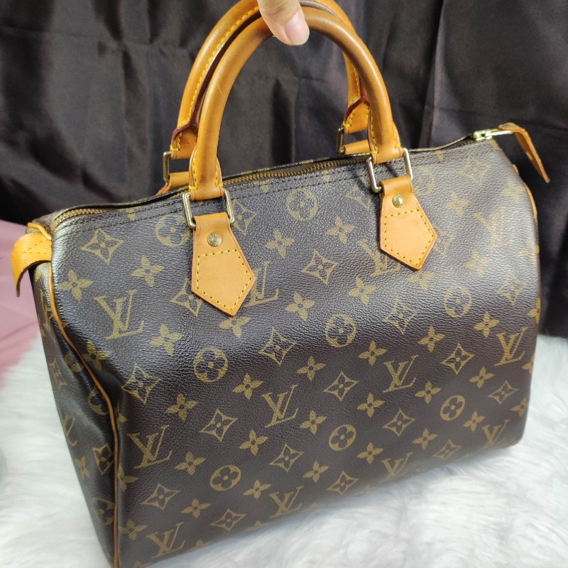 Louis Vuitton經典老花Speedy30/鎖頭鑰匙+全新多夾層內膽包-0