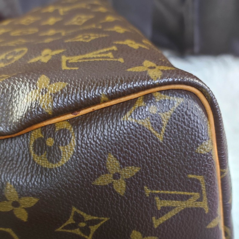 Louis Vuitton經典老花Speedy30/鎖頭鑰匙+全新多夾層內膽包-10