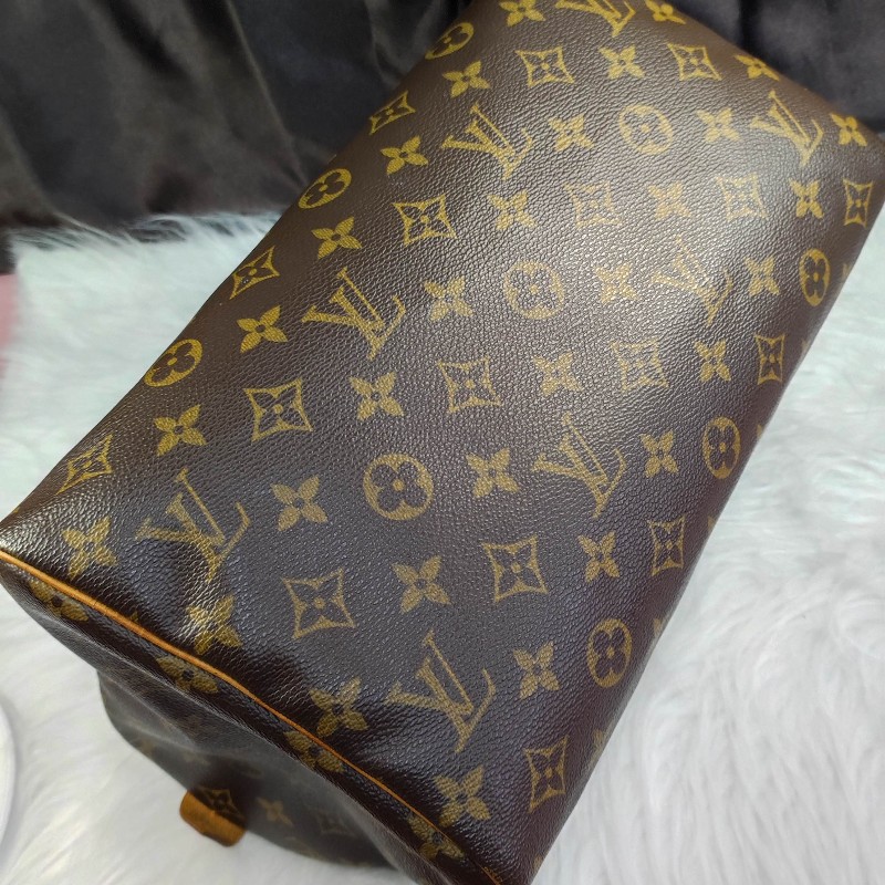 Louis Vuitton經典老花Speedy30/鎖頭鑰匙+全新多夾層內膽包-11