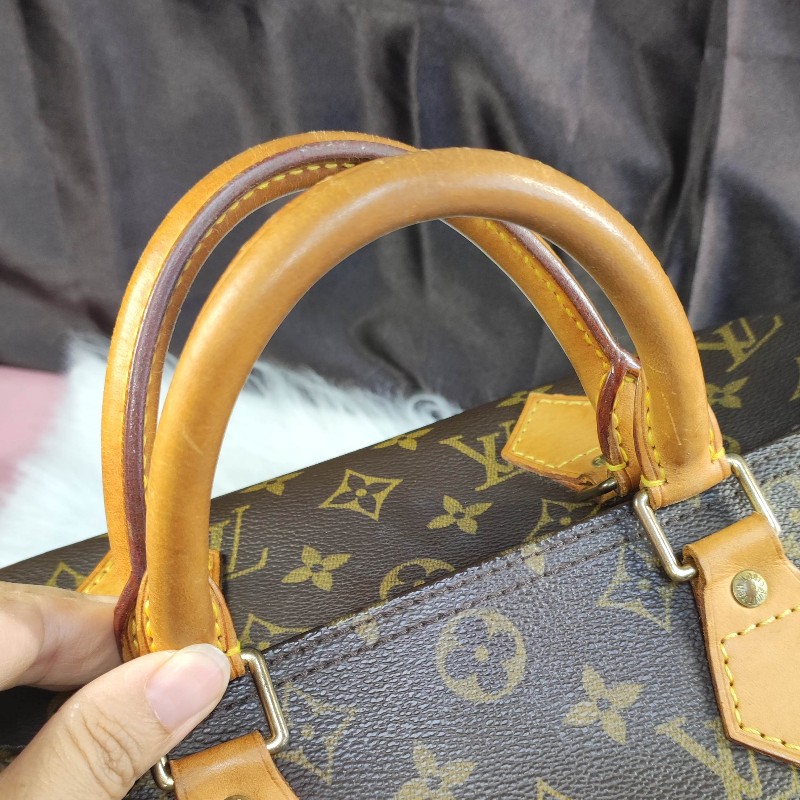 Louis Vuitton經典老花Speedy30/鎖頭鑰匙+全新多夾層內膽包-13