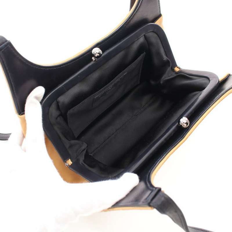 【日本直送】 中古CHANEL[B]Chocolate Bar 肩包 小羊皮 米色 黑色 銀色五金 雙色 蛙嘴-2