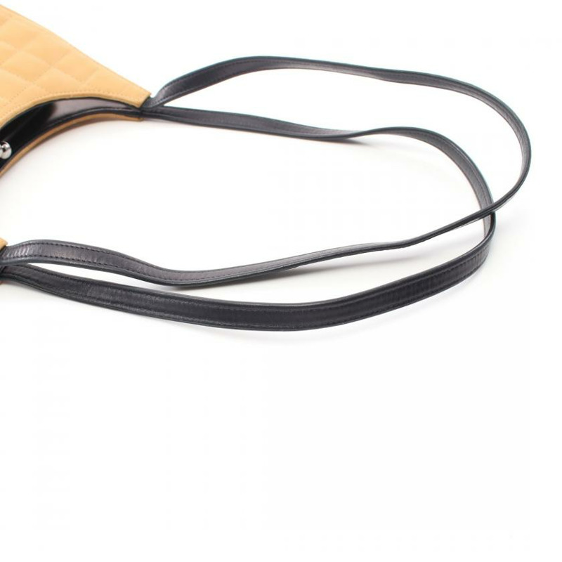 【日本直送】 中古CHANEL[B]Chocolate Bar 肩包 小羊皮 米色 黑色 銀色五金 雙色 蛙嘴-7