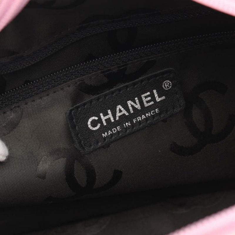 【日本直送】 中古CHANEL[B]康鵬系列 保齡球包 真皮肩包 粉色 黑色-3