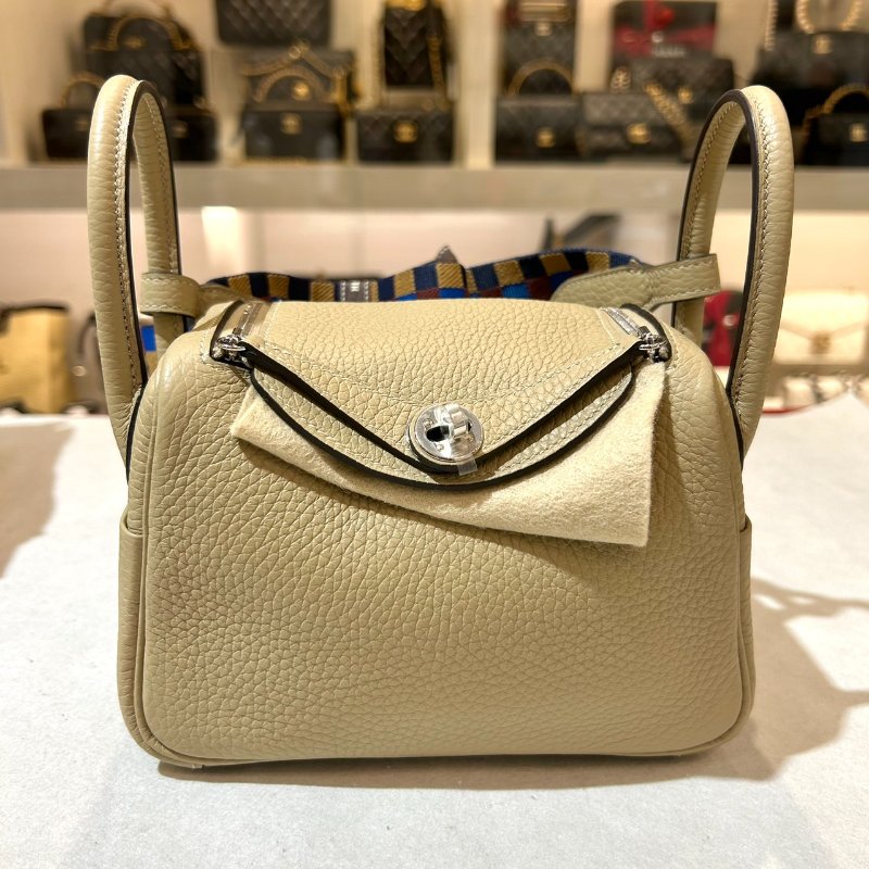 HERMES MINI LINDY 風衣灰S2 銀釦-0