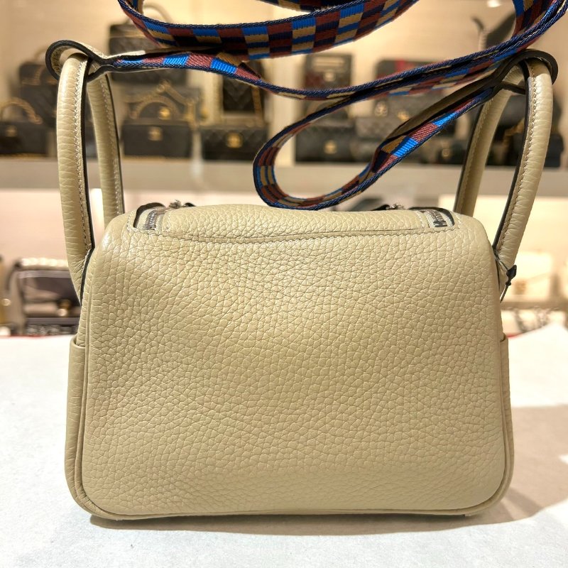 HERMES MINI LINDY 風衣灰S2 銀釦-1