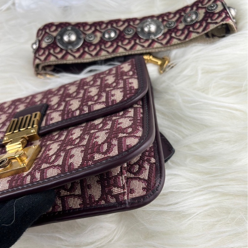 DIOR 經典老花 DIOR OB LIQUE 金屬 DIOR 復古郵差包 肩背包 斜背包 挎包-18
