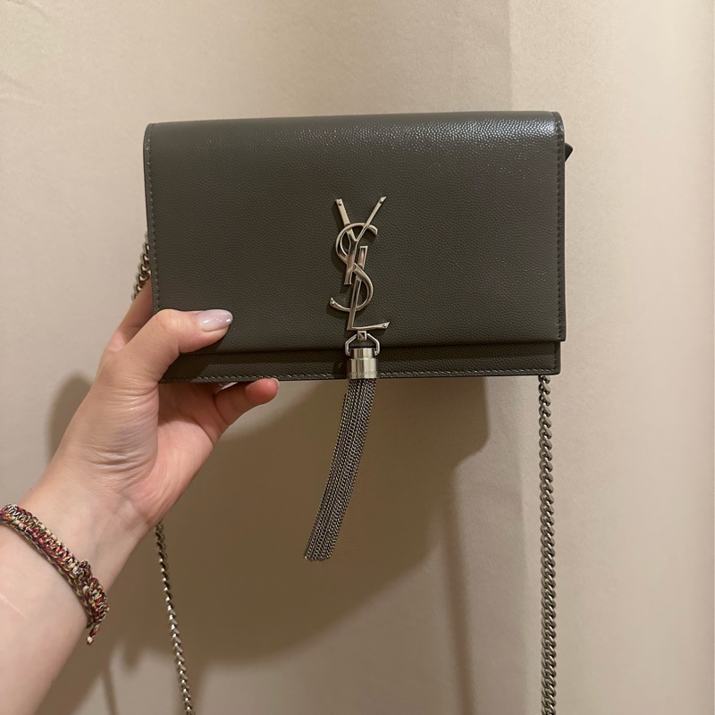YSL KATE 女士單肩包(流蘇款款字母LOGO鱷魚壓紋)🖤-3