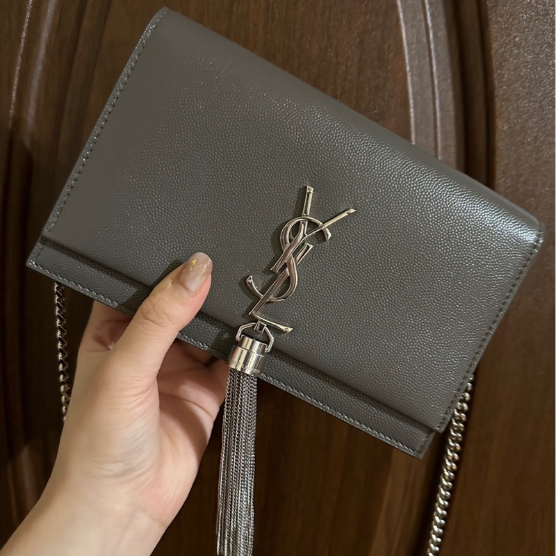 YSL KATE 女士單肩包(流蘇款款字母LOGO鱷魚壓紋)🖤-4
