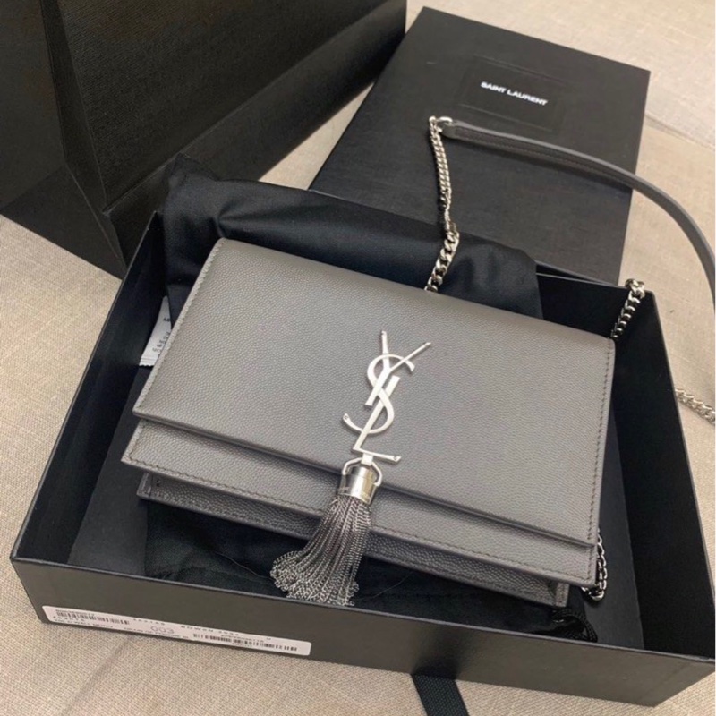 YSL KATE 女士單肩包(流蘇款款字母LOGO鱷魚壓紋)🖤-7
