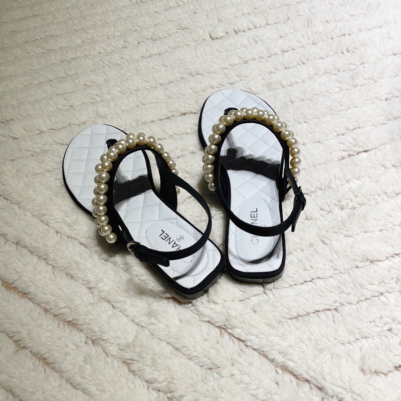 Chanel珍珠T字涼鞋 37.5-1