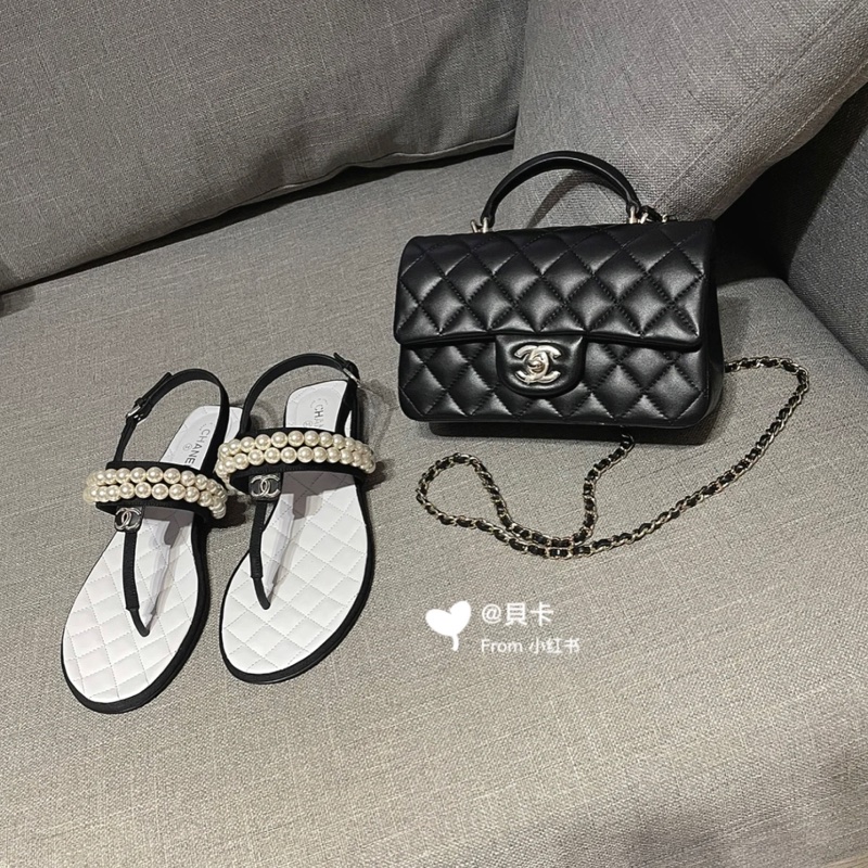 Chanel珍珠T字涼鞋 37.5-3