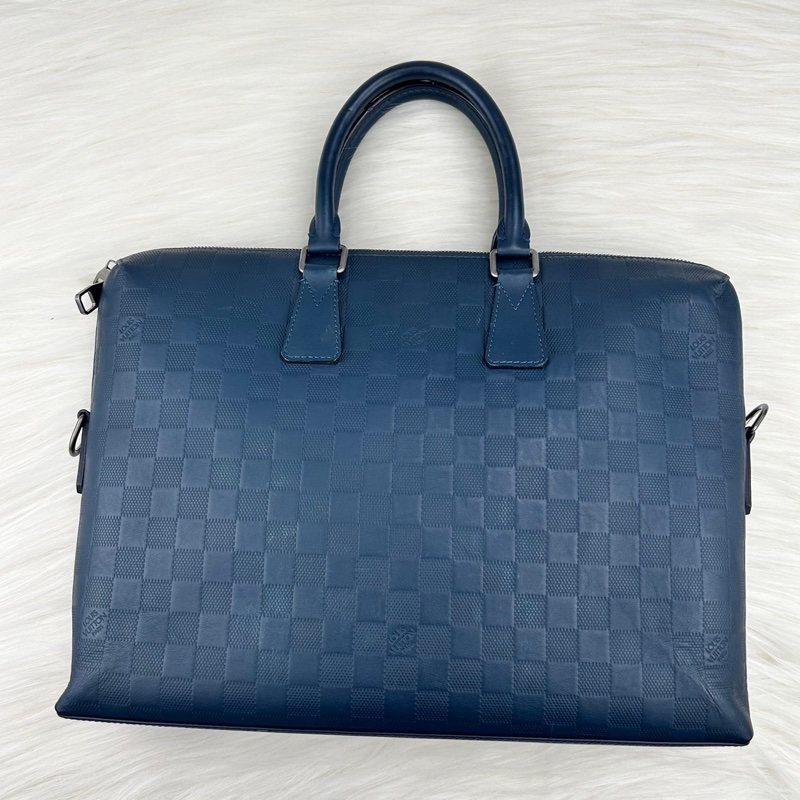 LV  棋盤格牛皮壓紋商務包 公事包  手提包  斜背包-6