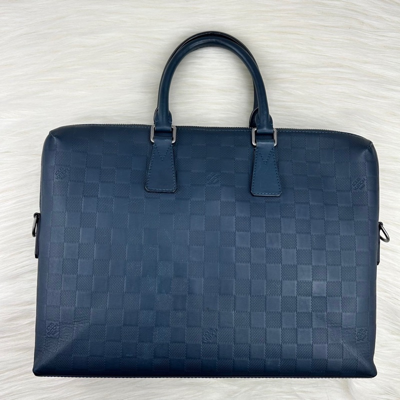 LV  棋盤格牛皮壓紋商務包 公事包  手提包  斜背包-7
