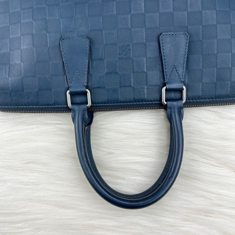 LV  棋盤格牛皮壓紋商務包 公事包  手提包  斜背包-14