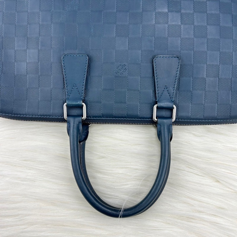 LV  棋盤格牛皮壓紋商務包 公事包  手提包  斜背包-15