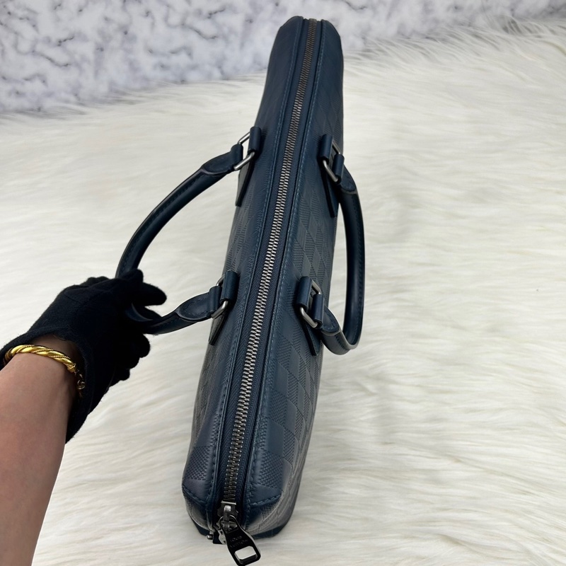 LV  棋盤格牛皮壓紋商務包 公事包  手提包  斜背包-17