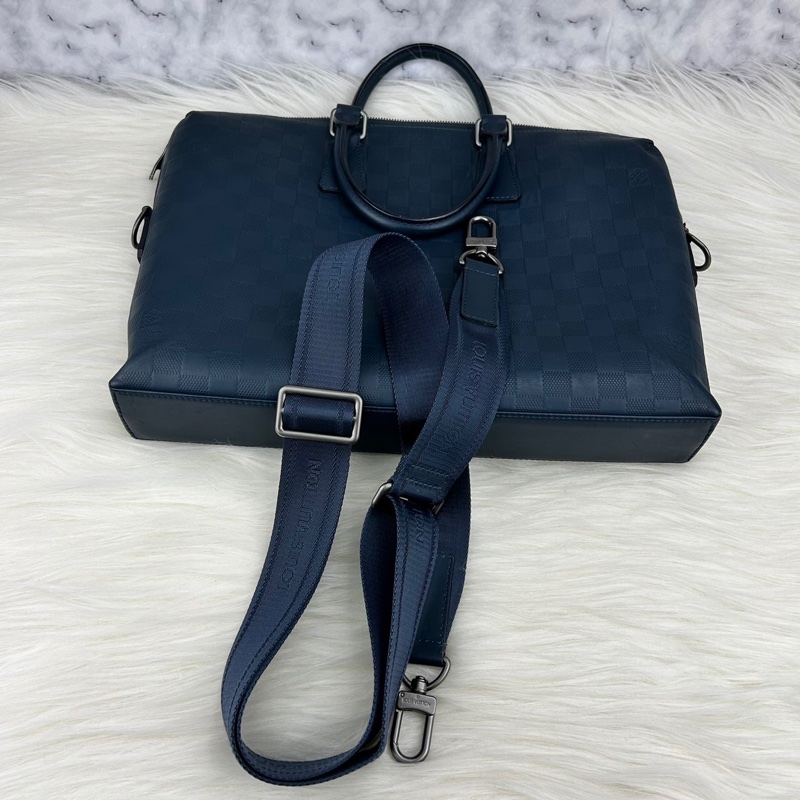 LV  棋盤格牛皮壓紋商務包 公事包  手提包  斜背包-24